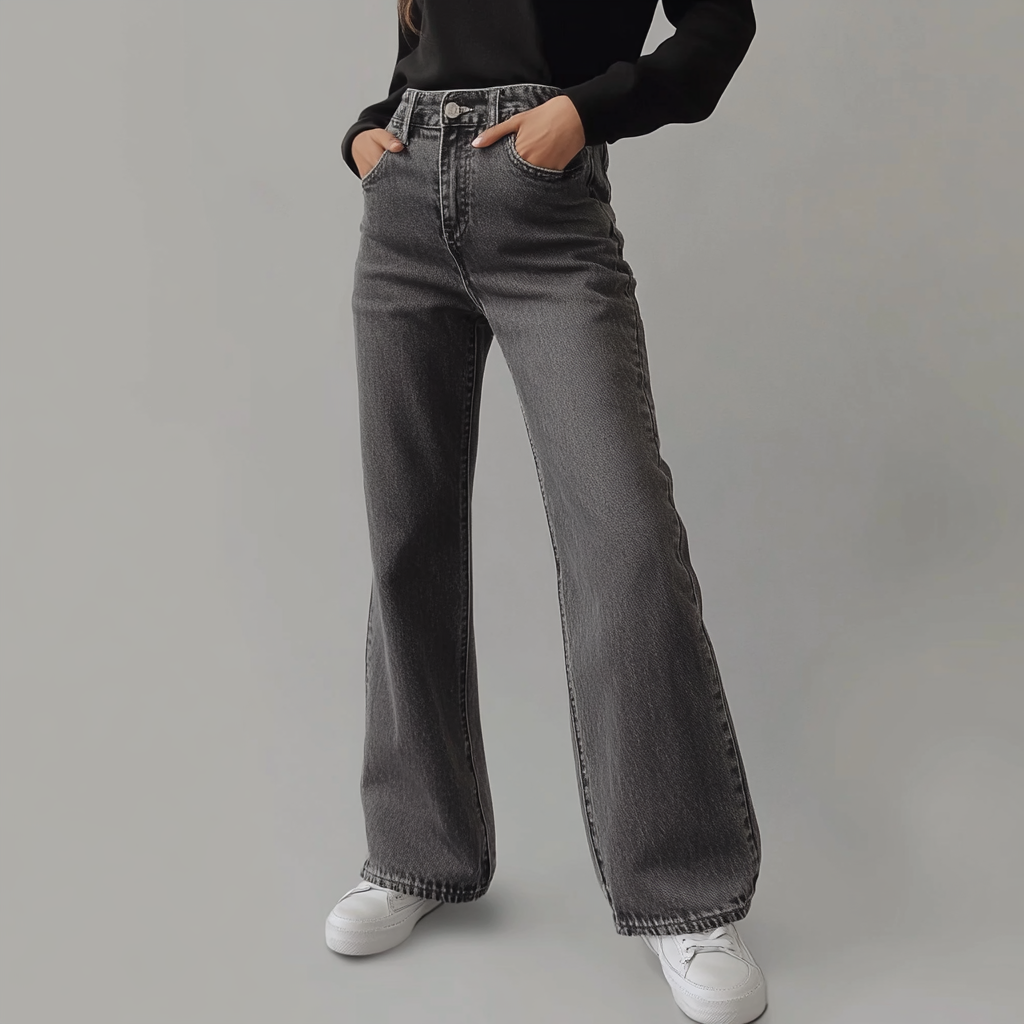 Laluna® | Women's Gray Wide-Leg Trousers