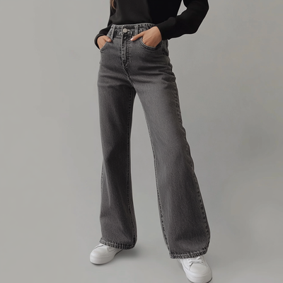 Laluna® | Women's Gray Wide-Leg Trousers