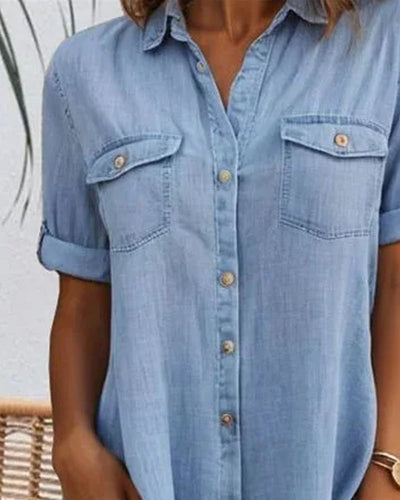 Laluna® | Relaxed Fit Denim Dress with Collar
