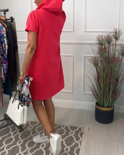 Laluna® | Short Sleeve Hooded Casual Dress