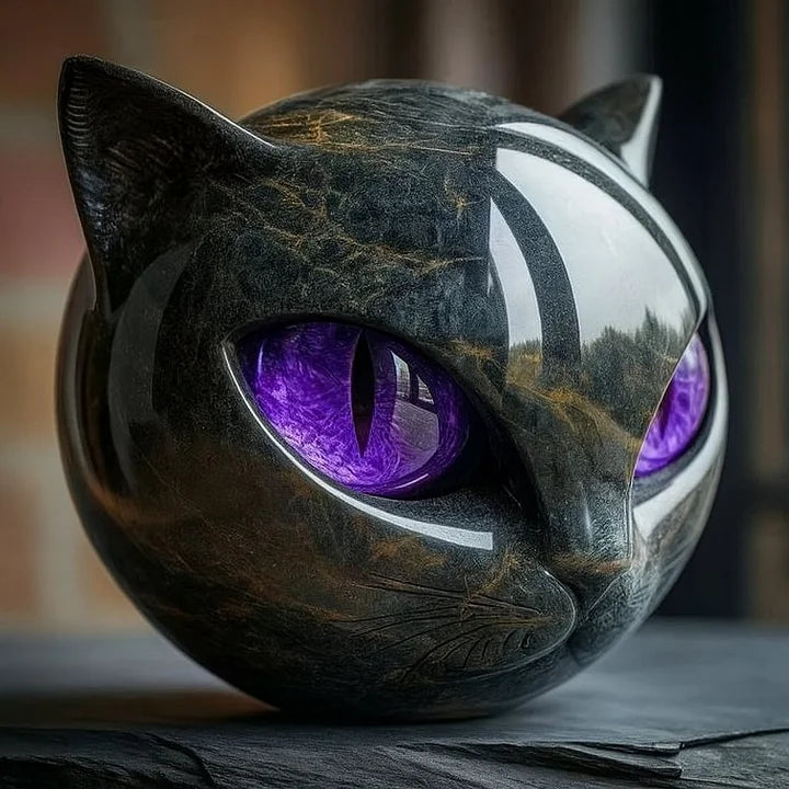NyxCharm - Enchanting Black Cat Head Sculpture