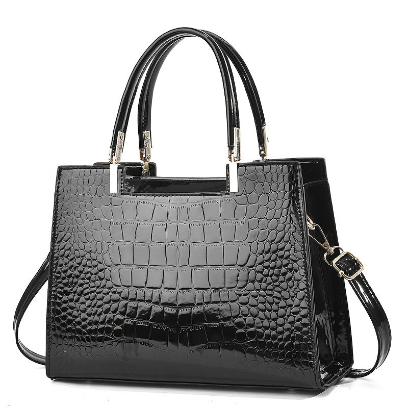 Laluna® | Glossy Crocodile Leather Tote