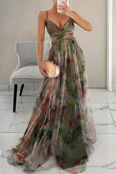 Victoria | Elegant Floral Print Maxi Dress