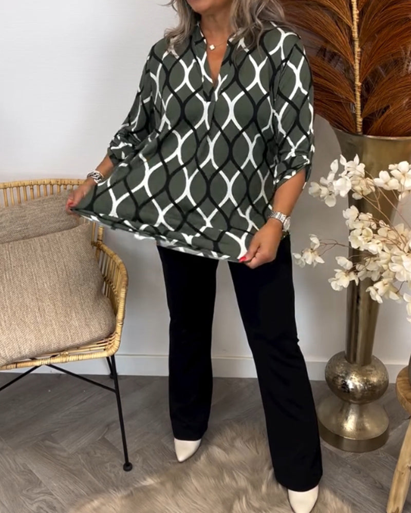 Casual blouse with long sleeves and print