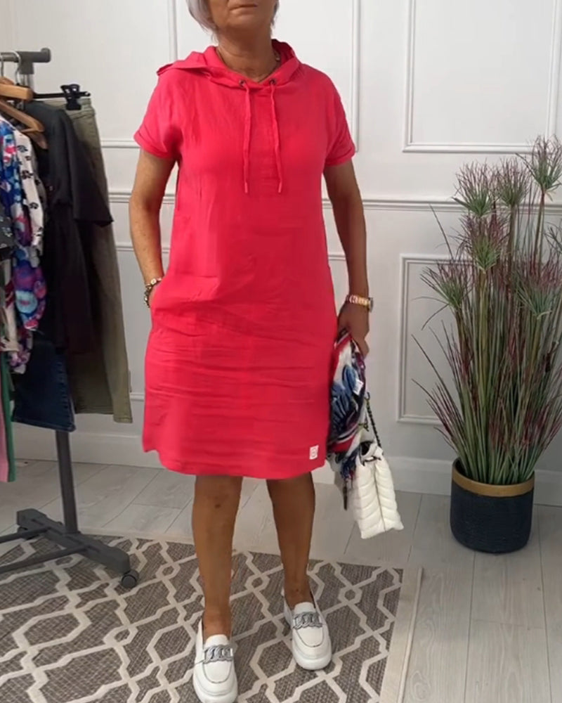 Laluna® | Short Sleeve Hooded Casual Dress