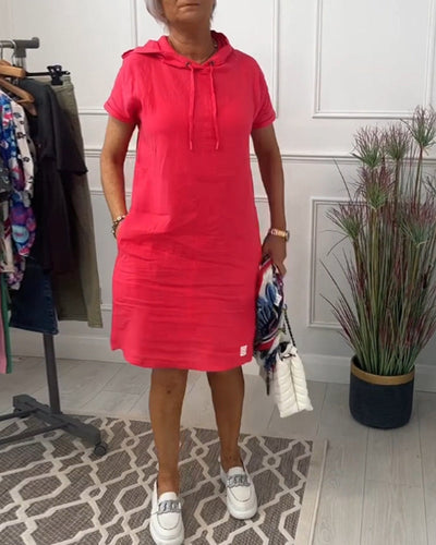 Laluna® | Short Sleeve Hooded Casual Dress