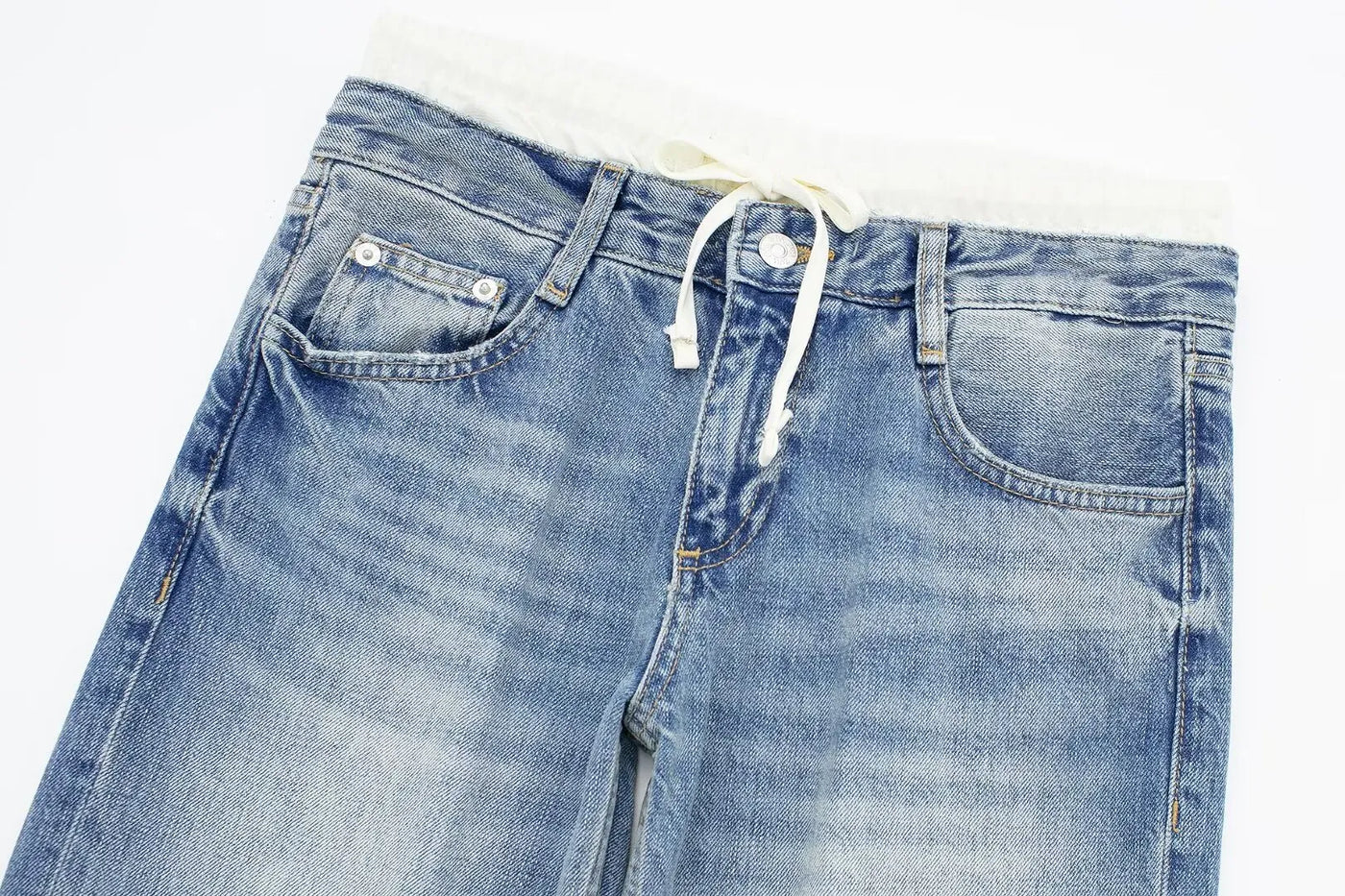 LALUNA® | WHITE STRAIGHT LEG BOXER JEANS