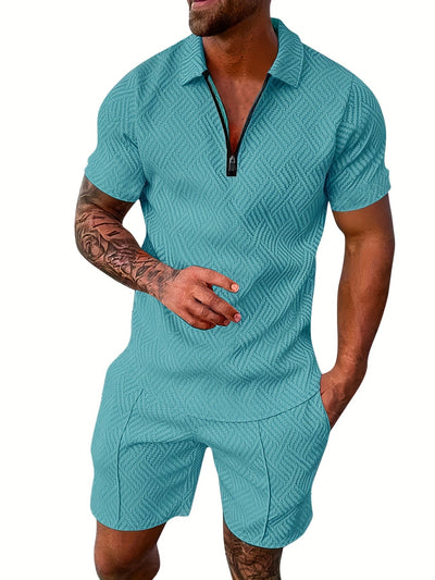 V-Neck Zippered Ensemble