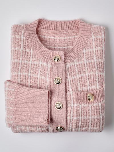 Laluna® | Button-Up Checked Cardigan
