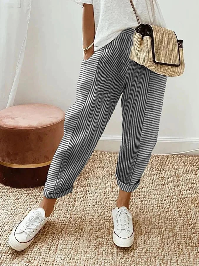 Laluna® | Cotton Striped Trousers