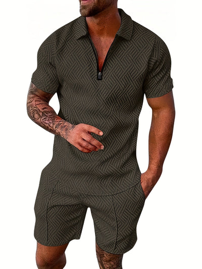 V-Neck Zippered Ensemble