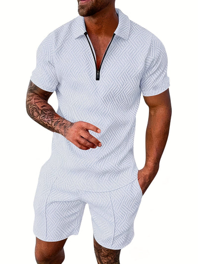 V-Neck Zippered Ensemble