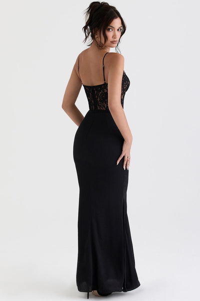 Laluna® | Elegant Black Corset Maxi Dress