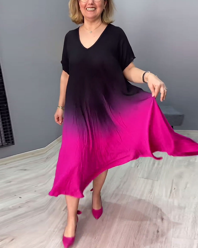 Laluna® | Ombre Pleated Casual Dress