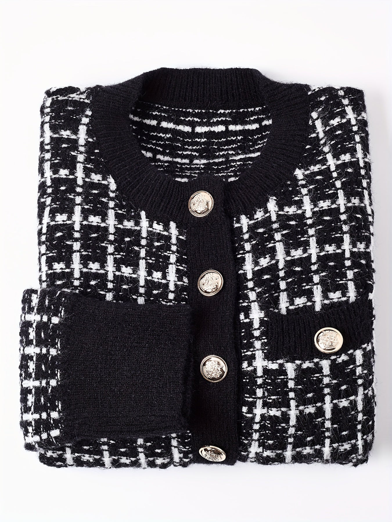 Laluna® | Button-Up Checked Cardigan