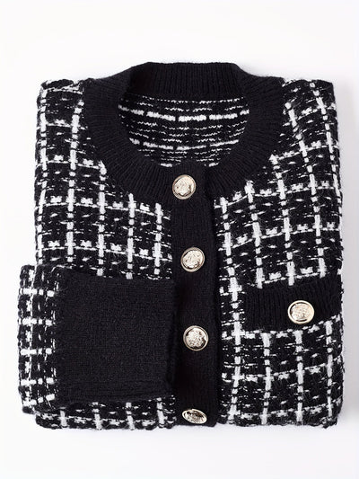 Laluna® | Button-Up Checked Cardigan