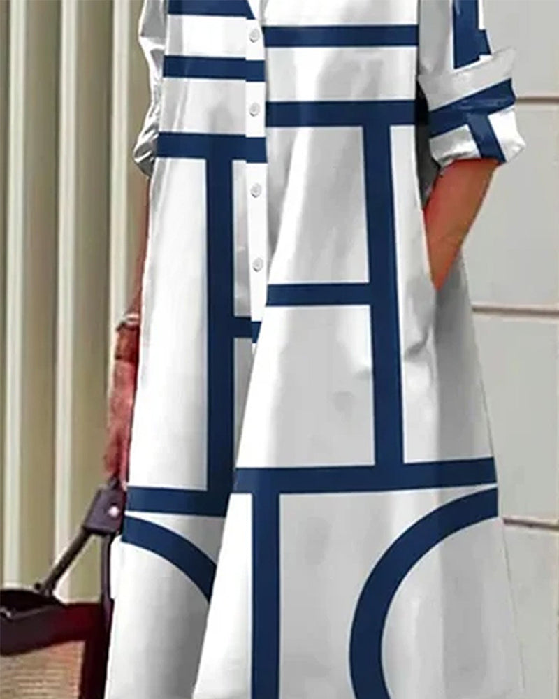 Laluna® | Geometric Print Dress with Convenient Pockets