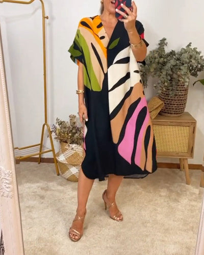 Laluna® | Vibrant Leaf Print Casual Dress