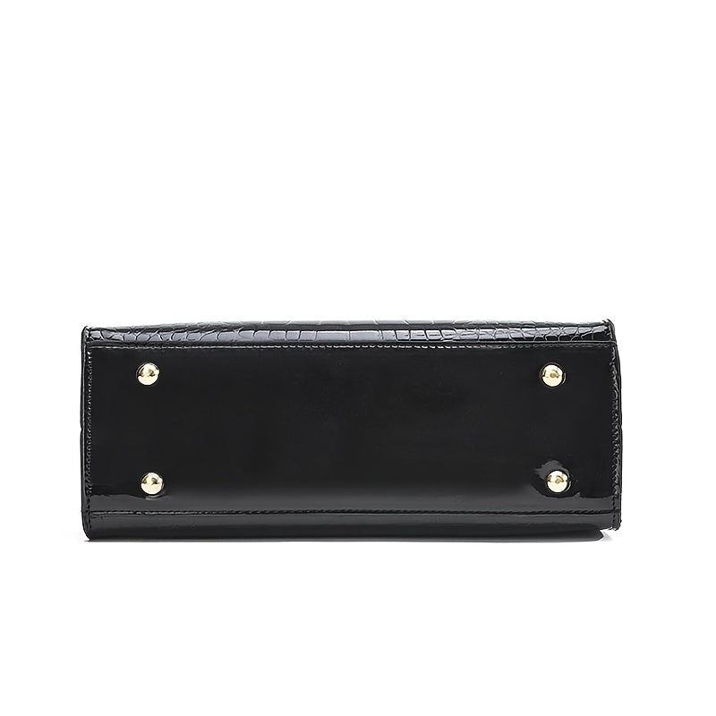 Laluna® | Glossy Crocodile Leather Tote