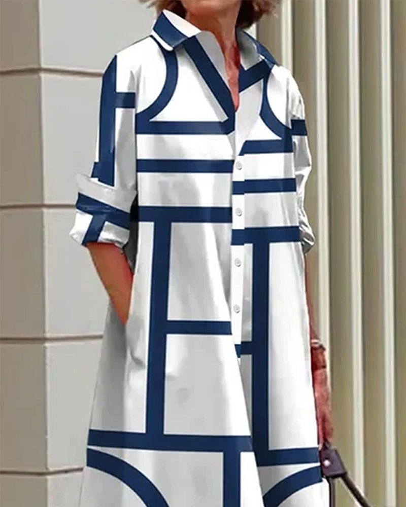 Laluna® | Geometric Print Dress with Convenient Pockets