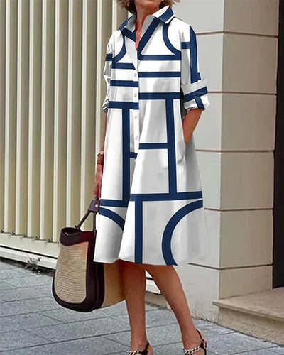 Laluna® | Geometric Print Dress with Convenient Pockets