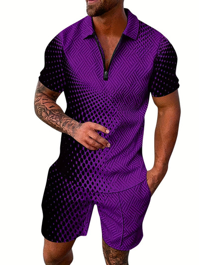 V-Neck Zippered Ensemble