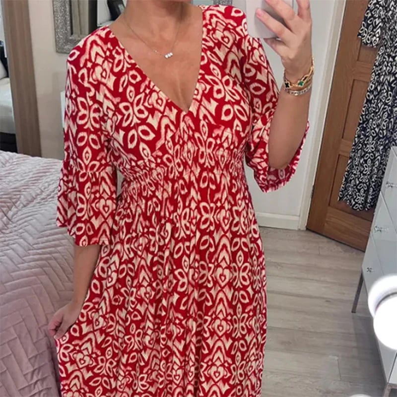 Laluna® | V-Neck Floral Dress