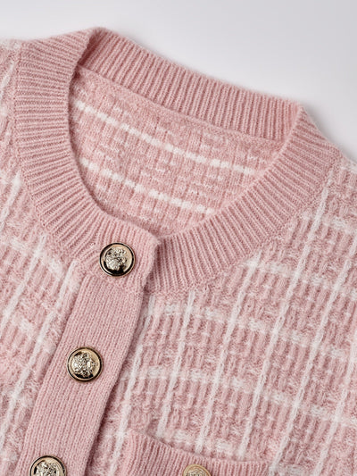 Laluna® | Button-Up Checked Cardigan