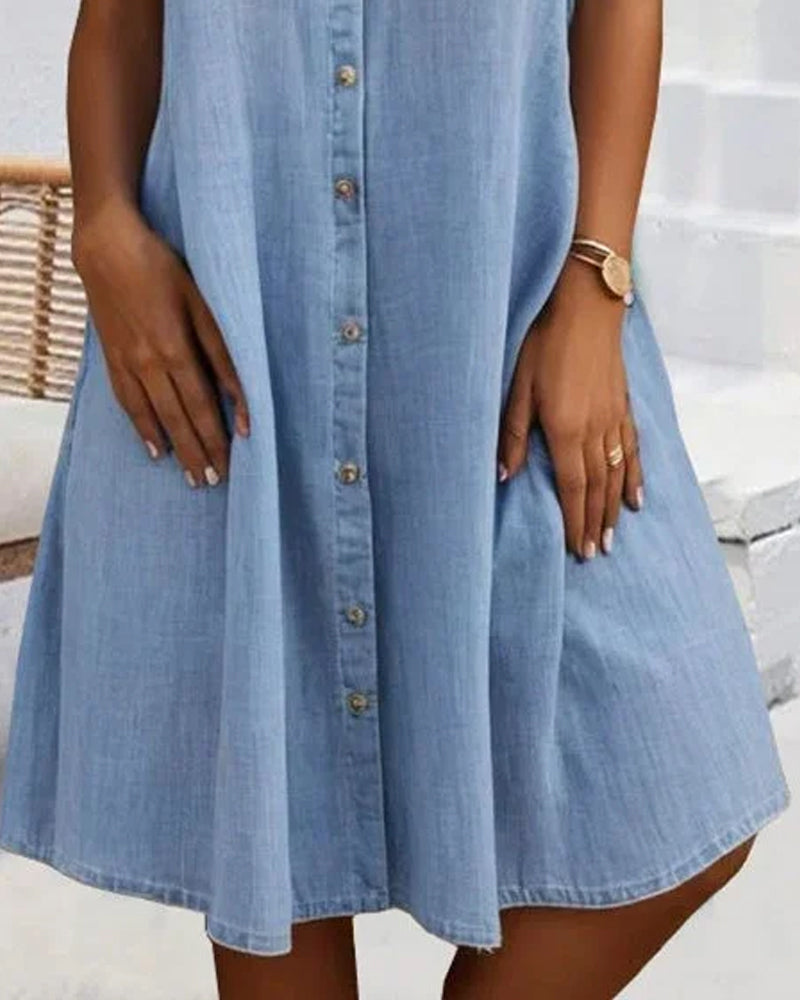 Laluna® | Relaxed Fit Denim Dress with Collar