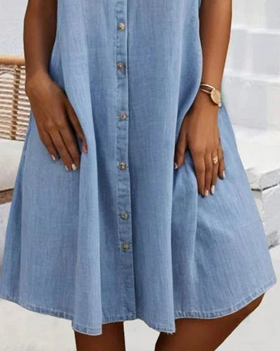 Laluna® | Relaxed Fit Denim Dress with Collar