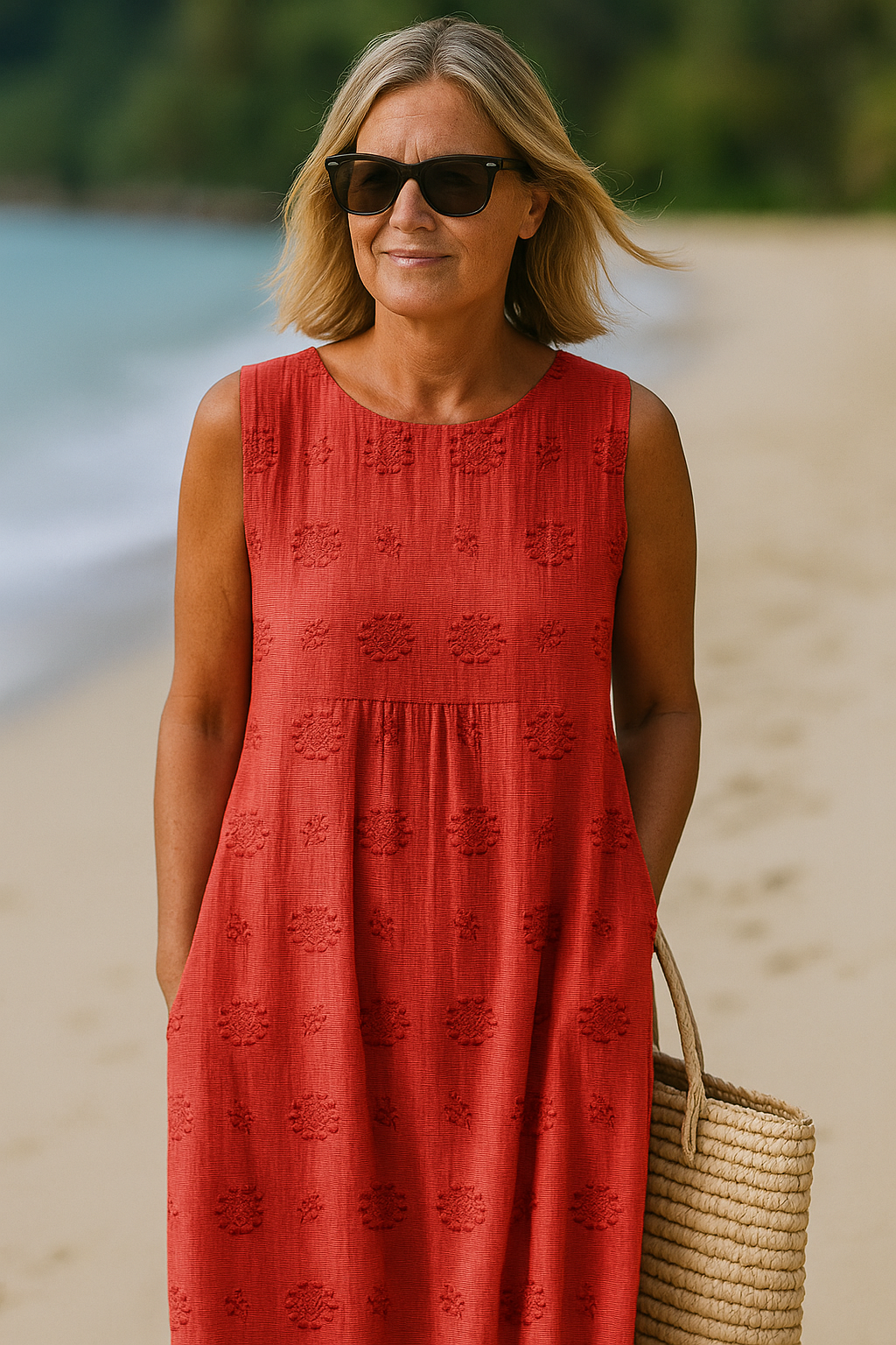 Laluna® | Chic Sleeveless Cotton Dress with Pockets