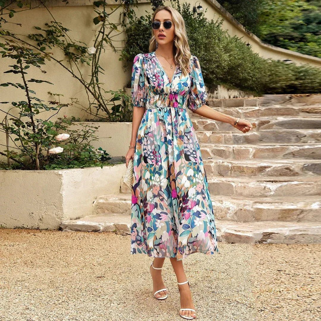 Laluna® | Vibrant V-Neck Dress