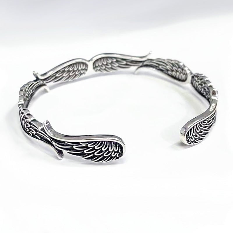 Vintage Silver Bracelet with Angel Wings