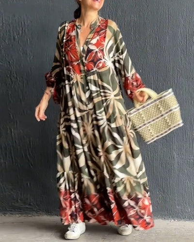 Laluna® | Printed Loose V-Neck Dress
