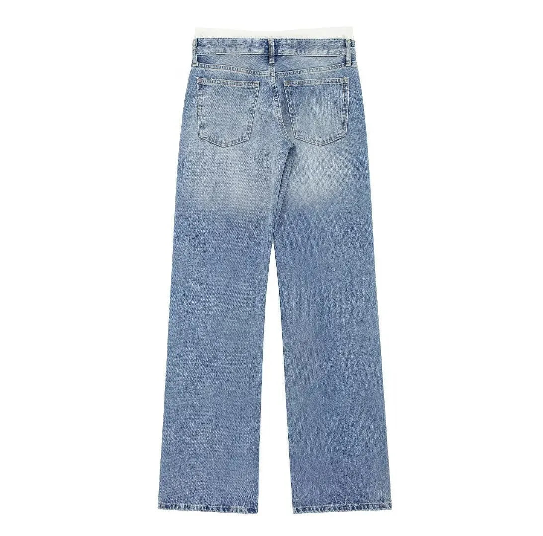 LALUNA® | WHITE STRAIGHT LEG BOXER JEANS