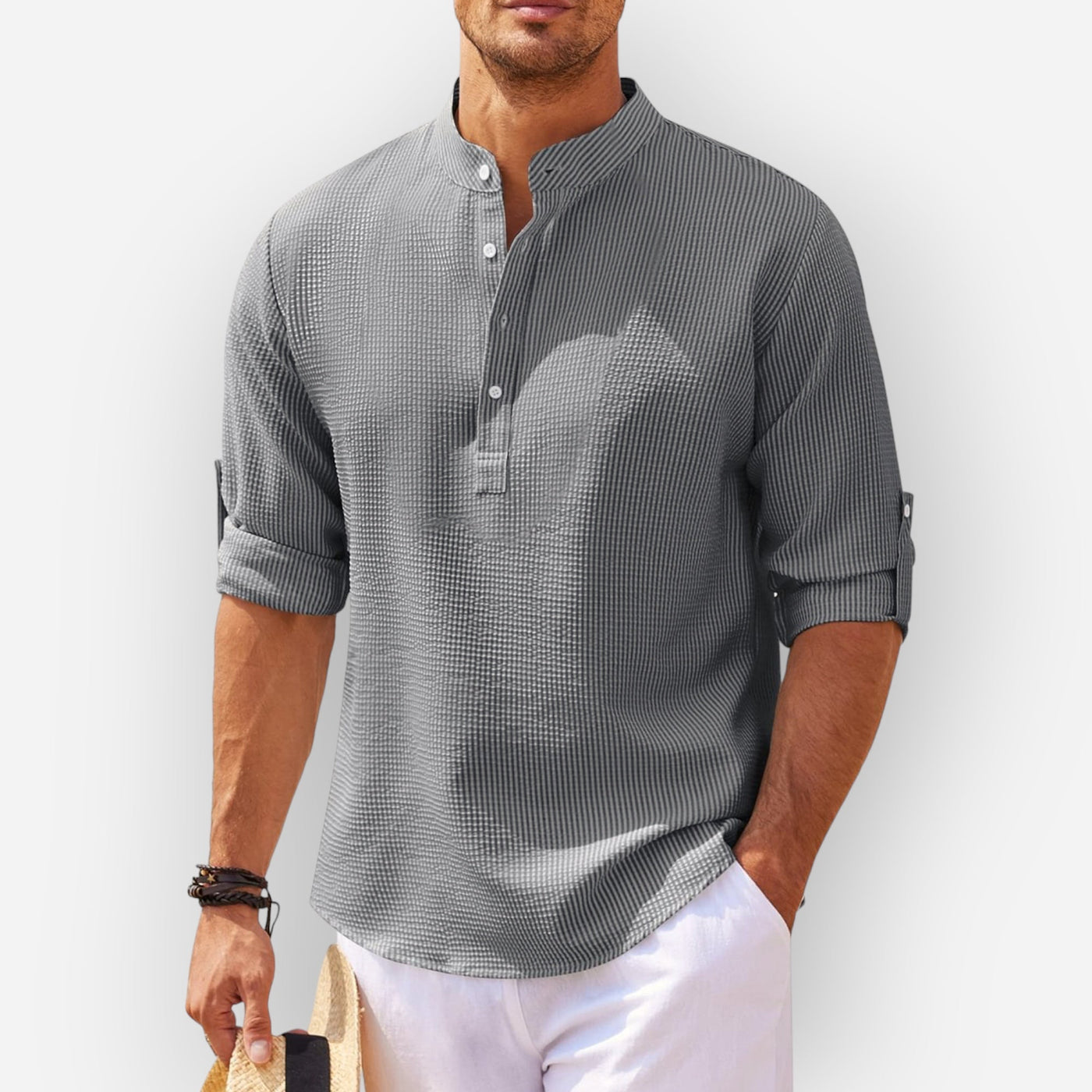LucaMoretti™ Men's Cotton-Linen Shirt