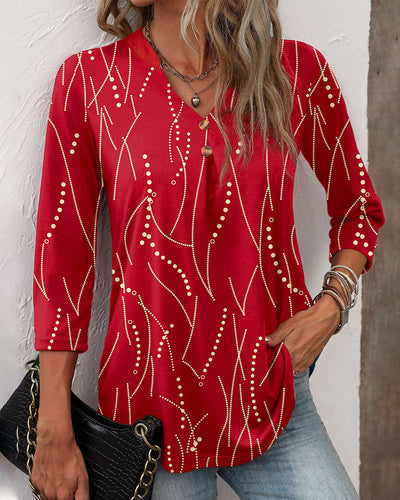 Chic V-Neck Top with Snap Button Detail