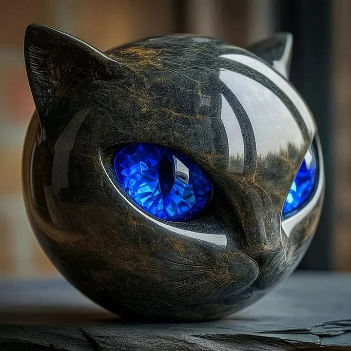 NyxCharm - Enchanting Black Cat Head Sculpture