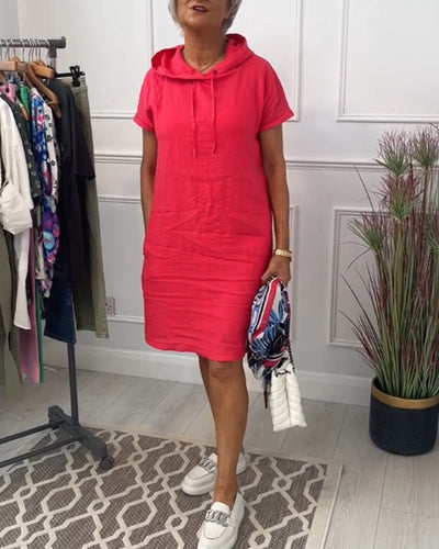 Laluna® | Short Sleeve Hooded Casual Dress