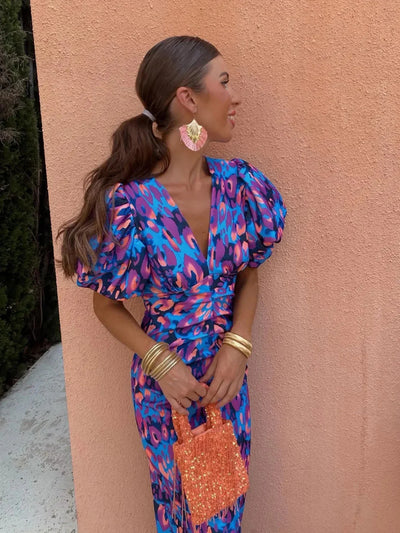 Laluna® | Vibrant Dress with Pleated Sleeves