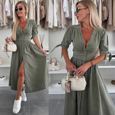 LALUNA® | GLOWING DENIM DRESS