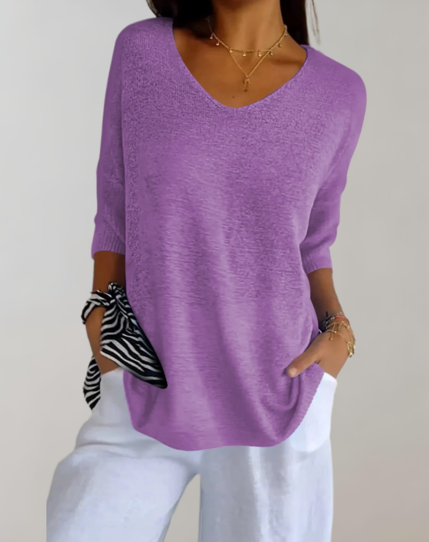 Laluna® V-Neck Knitted Top