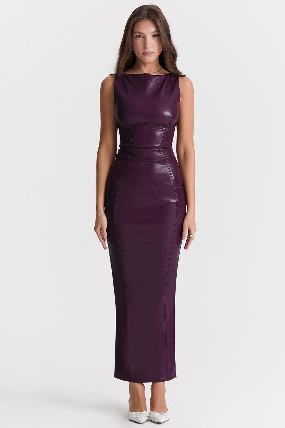 Laluna® | Elegant Leather Maxi Dress