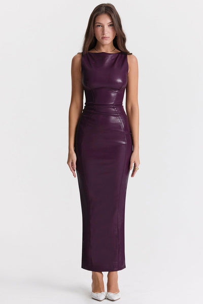 Laluna® | Elegant Leather Maxi Dress