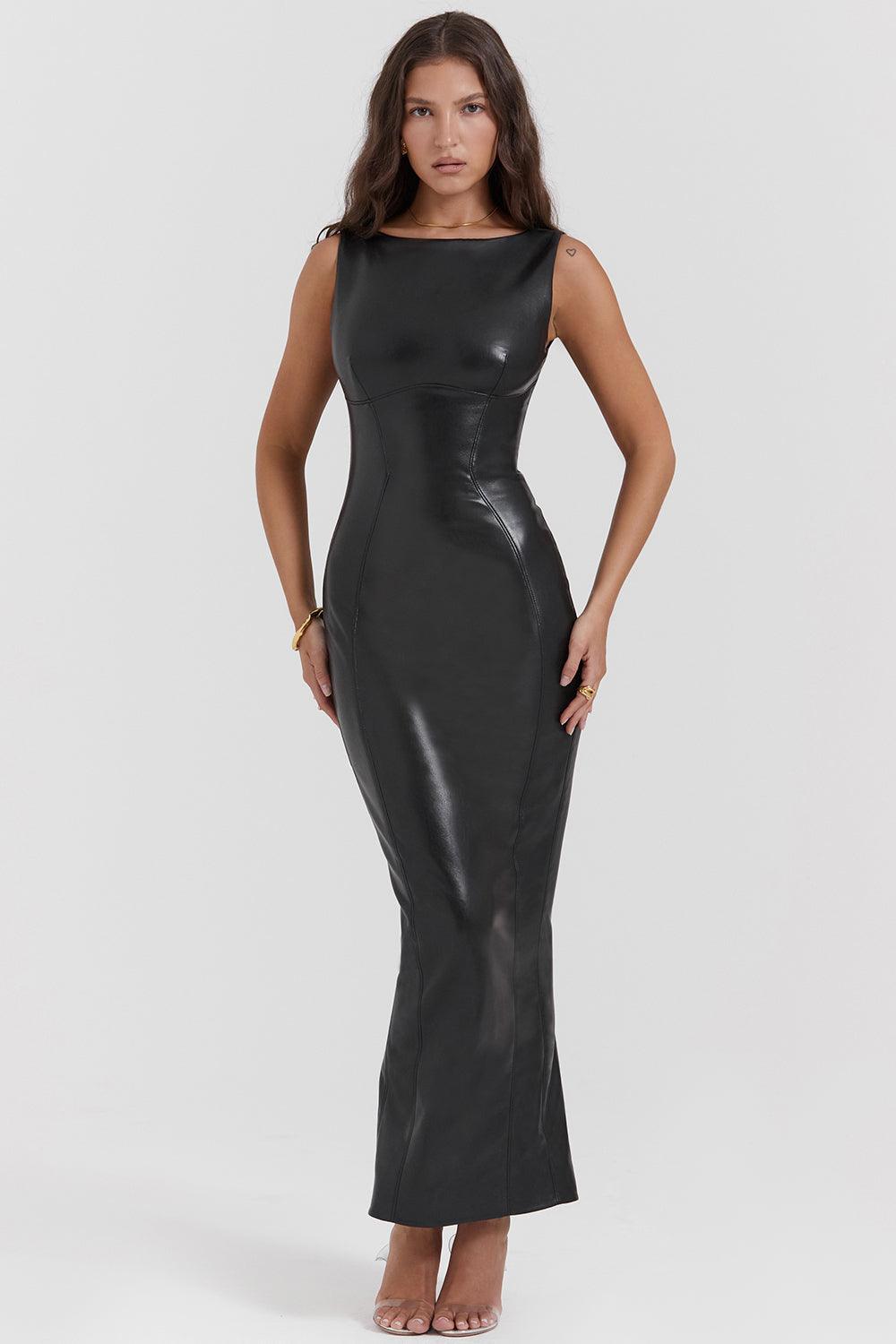 Laluna® | Elegant Leather Maxi Dress