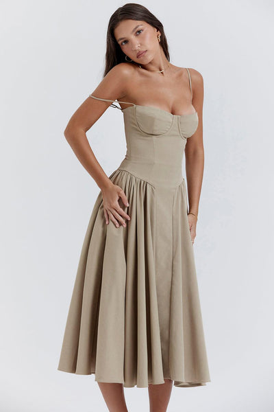 Laluna® Twill Corset Midi Dress