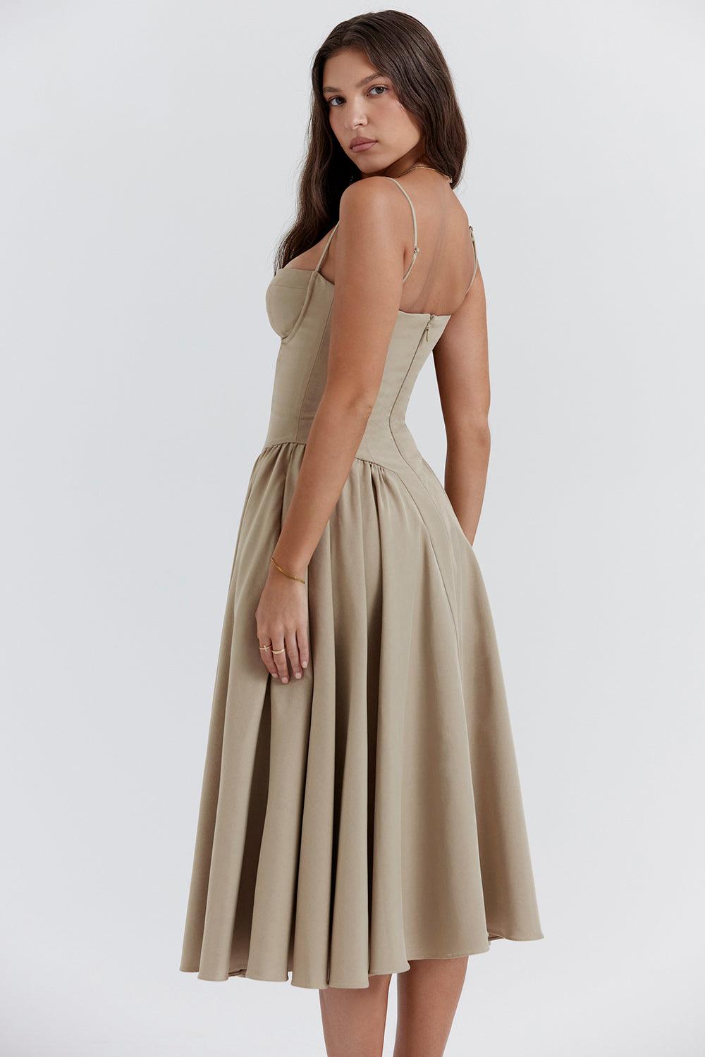 Laluna® Twill Corset Midi Dress