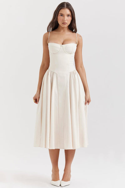 Laluna® Twill Corset Midi Dress