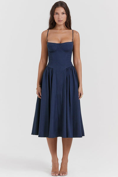 Laluna® Twill Corset Midi Dress