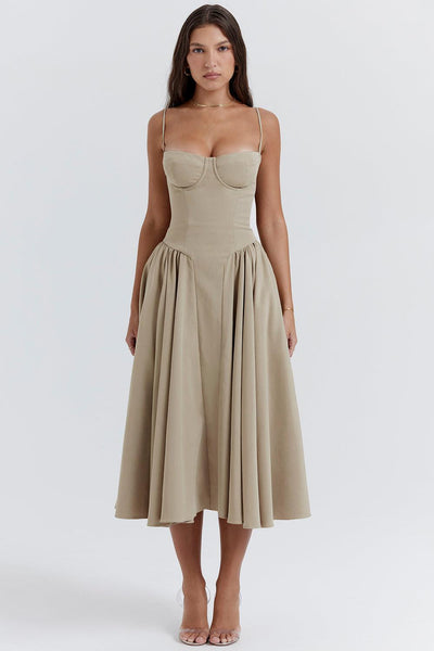 Laluna® Twill Corset Midi Dress